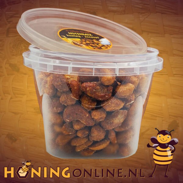 Notenmix honing met zeezout in een 250 gram bakje kopen. Gezonde noten met honing online bestellen.