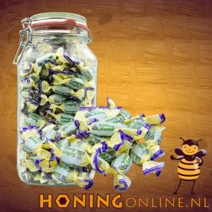 Weckpot met honingbonbons extra goedkoop kopen doe je op honingonline. Deze honingsnoepjes helpen tegen zere keel en zitten in een pot met meer dan een kilo honingsnoep.