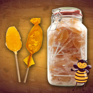 Weckpot met 100 honinglolly's kopen. Deze XL verpakking met honinglolly's maakt het extra voordelig om lolly's met echte honing te bestellen.