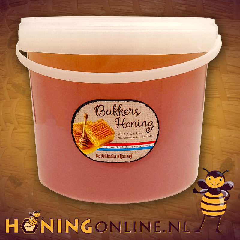 Bakkershoning van de imker kopen. Deze emmer met 7 kilo honing om te bakken of het maken van mede als ook brouwen van bier bestellen.