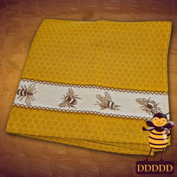 Theedoek DDDDD met bijen en honingraat motief kopen. Bestel de beste 5xD theedoeken hier online.