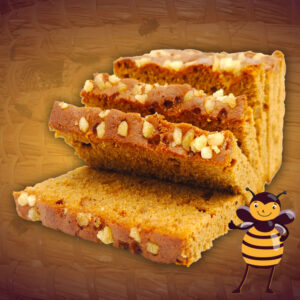 Gesneden honingkoek met kandijsuiker kopen zoals op deze afbeelding staat. Kleine honingkoek met echte honing.