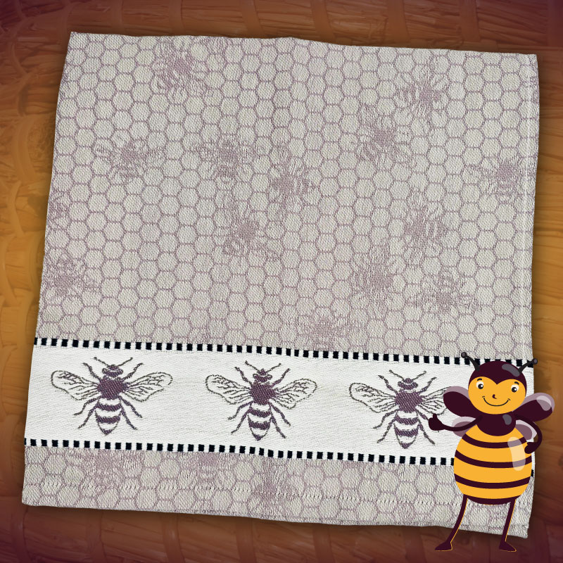 Op deze foto staat een Enkele Droogdoek Lichtgrijs met honingraatprint en bijenprint