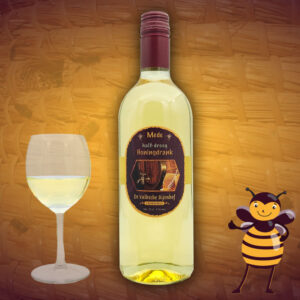 Mede half-droog is een echte honingdrank die ook wel godendrank genoemd word. Op de foto een fles droge mede die je kunt kopen in de webshop.