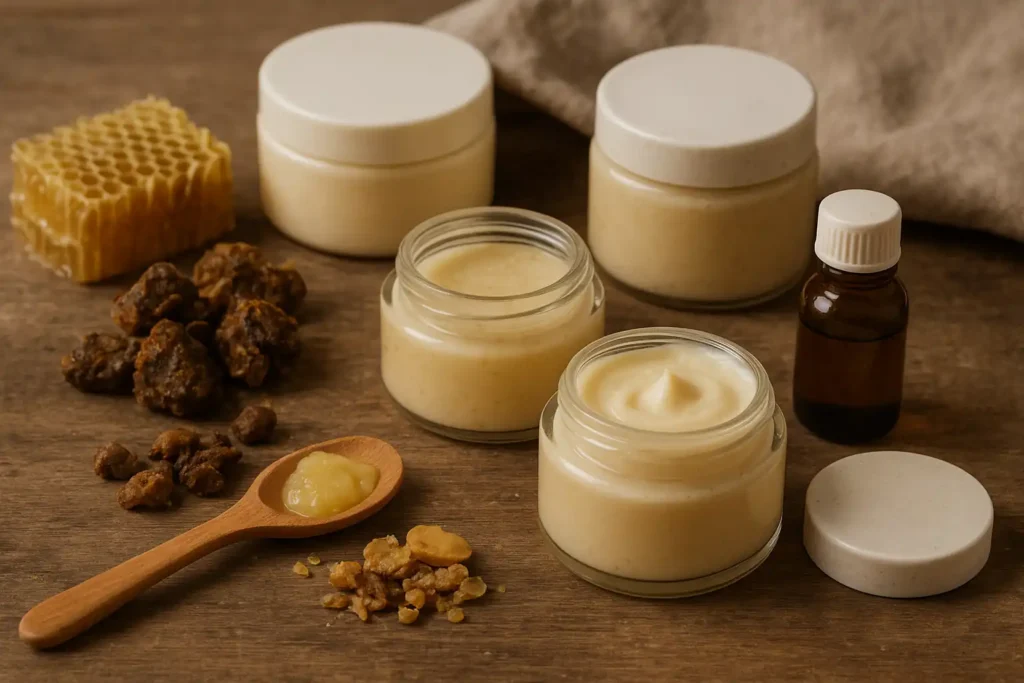 Diverse producten Apis-Cosmetics met bijengif en Royal Jelly. Deze luxe huidverzorging met bijenproducten als honing en propolis op basis van bijenwas kan je hier kopen.