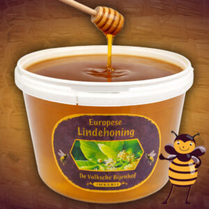 Lindehoning in emmer kopen. Rechtstreeks uit onze imkerij koop je deze emmers met lichtgele zuivere lindehoning extra goedkoop.
