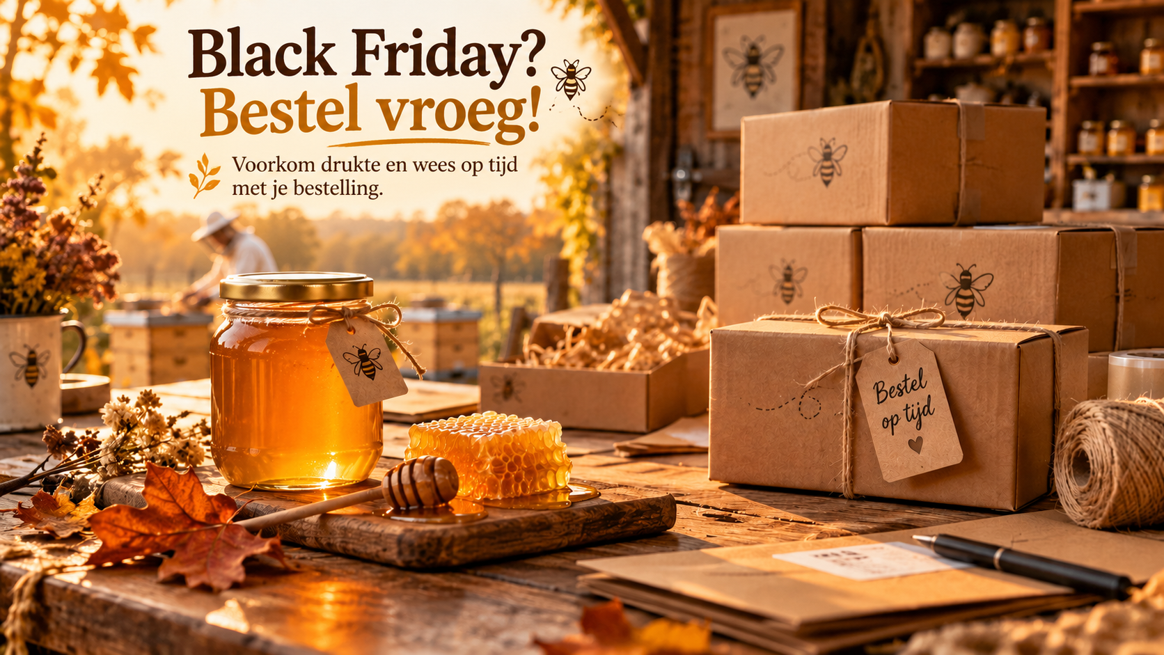 Black friday korting op honing bij honingonline.nl. Bestel ruim op tijd en voorkom vertraging want onze honing wordt extra snel verzonden.